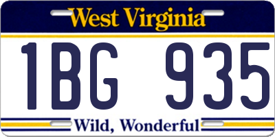 WV license plate 1BG935