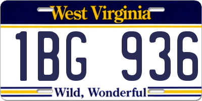 WV license plate 1BG936
