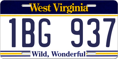 WV license plate 1BG937