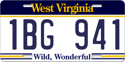 WV license plate 1BG941