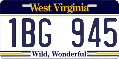 WV license plate 1BG945