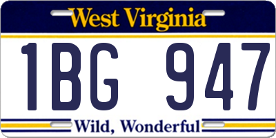 WV license plate 1BG947