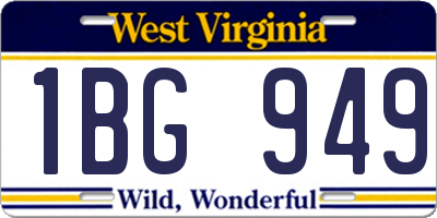 WV license plate 1BG949