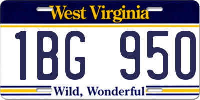 WV license plate 1BG950