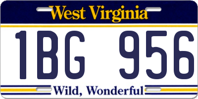WV license plate 1BG956