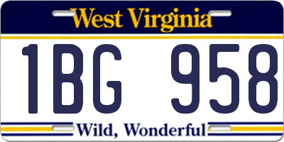 WV license plate 1BG958