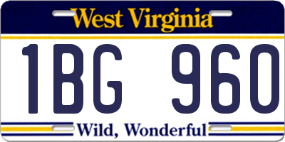 WV license plate 1BG960