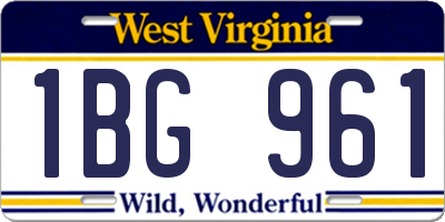 WV license plate 1BG961