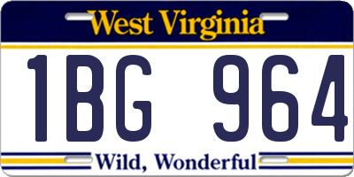 WV license plate 1BG964