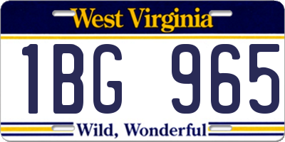 WV license plate 1BG965