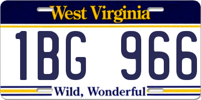 WV license plate 1BG966