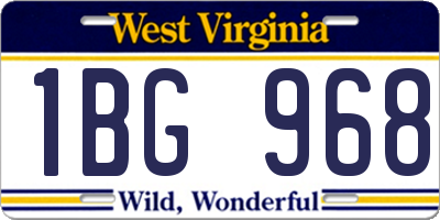 WV license plate 1BG968