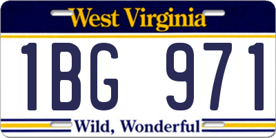 WV license plate 1BG971