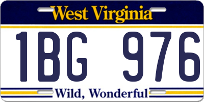 WV license plate 1BG976