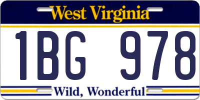 WV license plate 1BG978