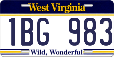 WV license plate 1BG983