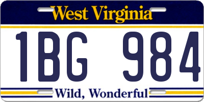 WV license plate 1BG984