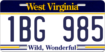 WV license plate 1BG985