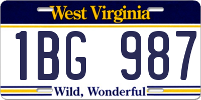 WV license plate 1BG987