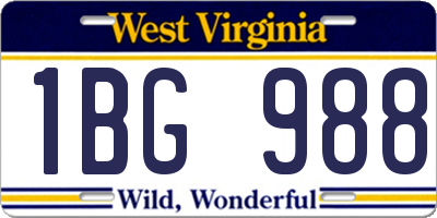 WV license plate 1BG988