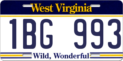 WV license plate 1BG993