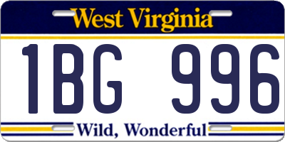 WV license plate 1BG996