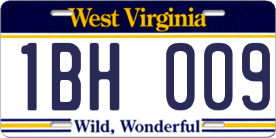 WV license plate 1BH009