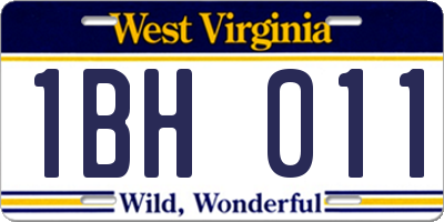 WV license plate 1BH011