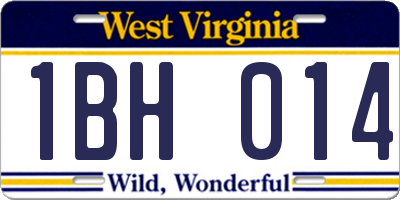 WV license plate 1BH014