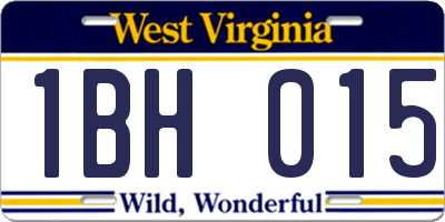WV license plate 1BH015