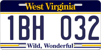 WV license plate 1BH032
