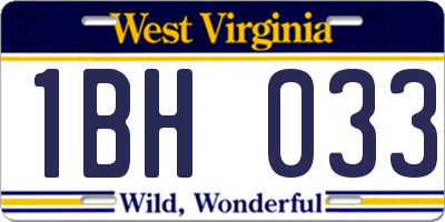 WV license plate 1BH033