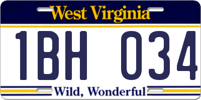 WV license plate 1BH034