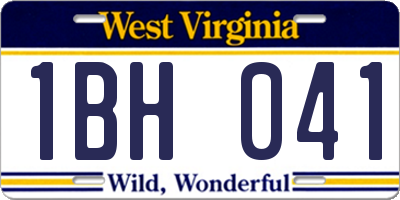WV license plate 1BH041