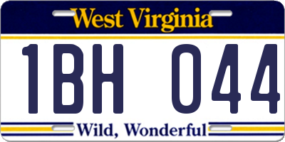WV license plate 1BH044