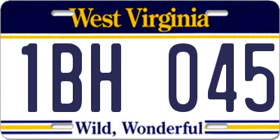 WV license plate 1BH045
