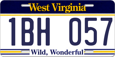 WV license plate 1BH057