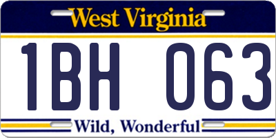 WV license plate 1BH063