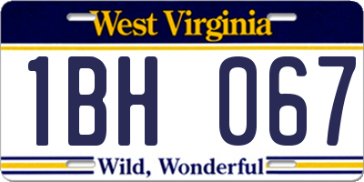 WV license plate 1BH067