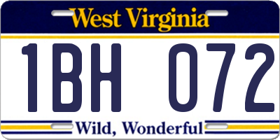 WV license plate 1BH072