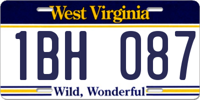 WV license plate 1BH087
