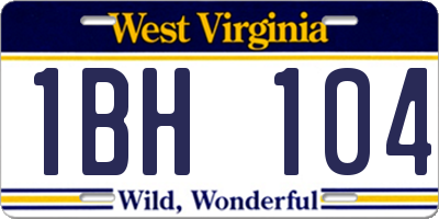 WV license plate 1BH104