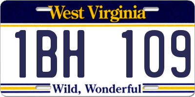 WV license plate 1BH109