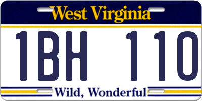 WV license plate 1BH110