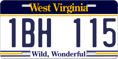 WV license plate 1BH115