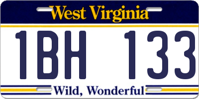 WV license plate 1BH133