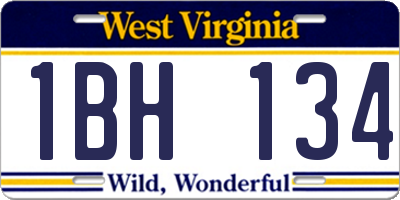 WV license plate 1BH134