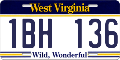 WV license plate 1BH136