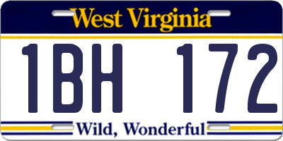 WV license plate 1BH172