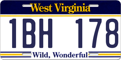 WV license plate 1BH178